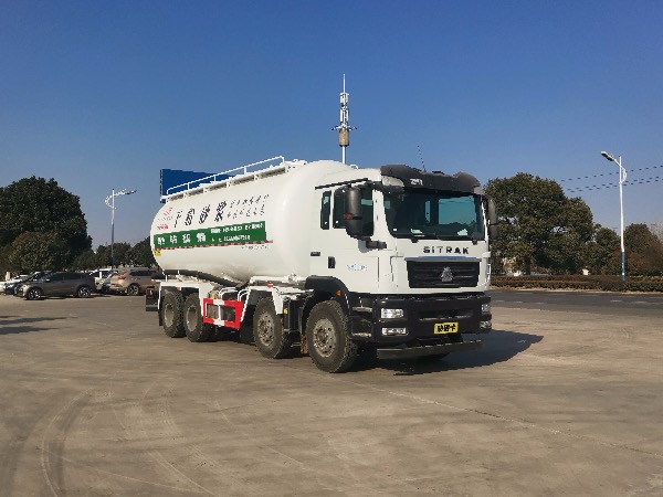 重汽汕德卡8×4油田专用固井水泥罐车|下灰罐车|重晶石粉罐车（单侧管路）