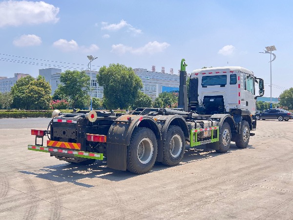 重汽汕德卡8x4钩臂车｜SGZ5310ZXXZZ6型车厢可卸式垃圾车｜移动式压缩垃圾站转运车｜垃圾转运车