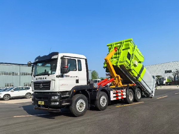 华威驰乐牌SGZ5311ZXXZZ6C5车厢可卸式垃圾车｜中国重汽汕德卡8x4钩臂式垃圾车｜垃圾转运车