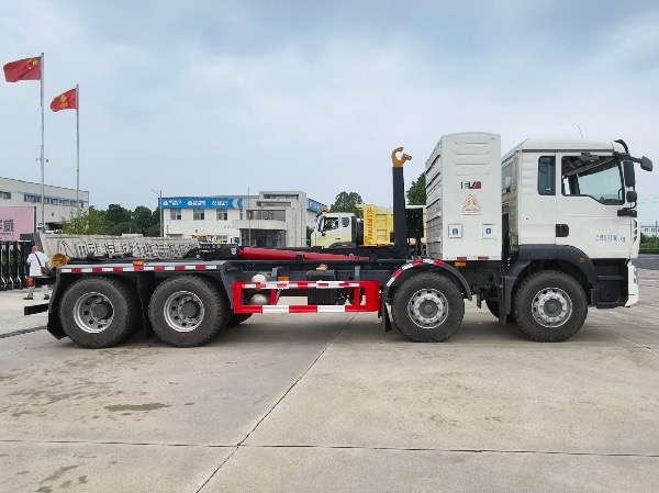 华威驰乐牌SGZ5310ZXXZZBEV纯电动车厢可卸式垃圾车｜中国重汽豪沃TX新能源EV纯电动钩臂式垃圾车｜压缩垃圾箱转运车｜8x4 纯电动垃圾转运车辆